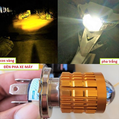 ĐÈN PHA SIÊU SÁNG XE MÁY , ĐÈN PHA 2 CHẾ ĐỘ CỐT VÀNG PHA TRẮNG XE MÁY