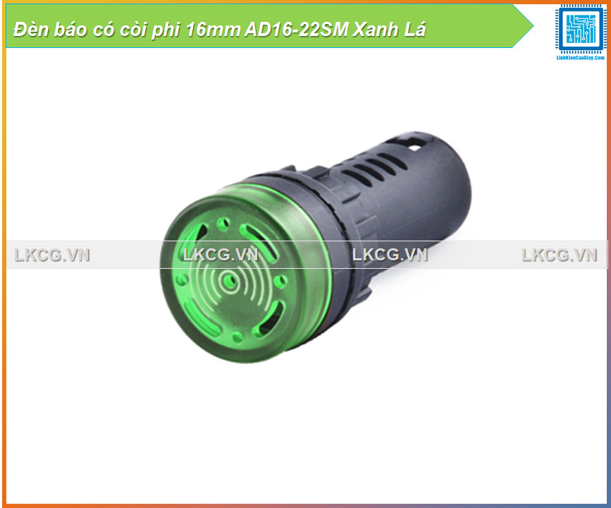 Đèn báo có còi phi 16mm ad16-22sm xanh lá