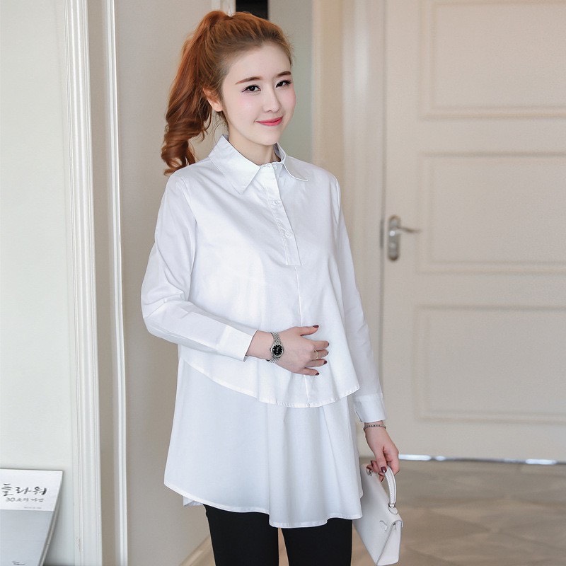 Áo bầu dài tay thời trang THU ĐÔNG pha trắng xinh xắn(45-68kg)