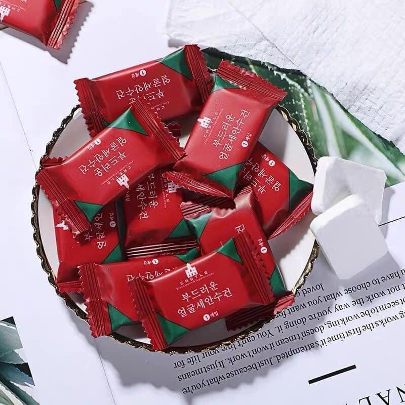 Gói 20 khăn giấy ướt vuông dạng nén hình viên kẹo