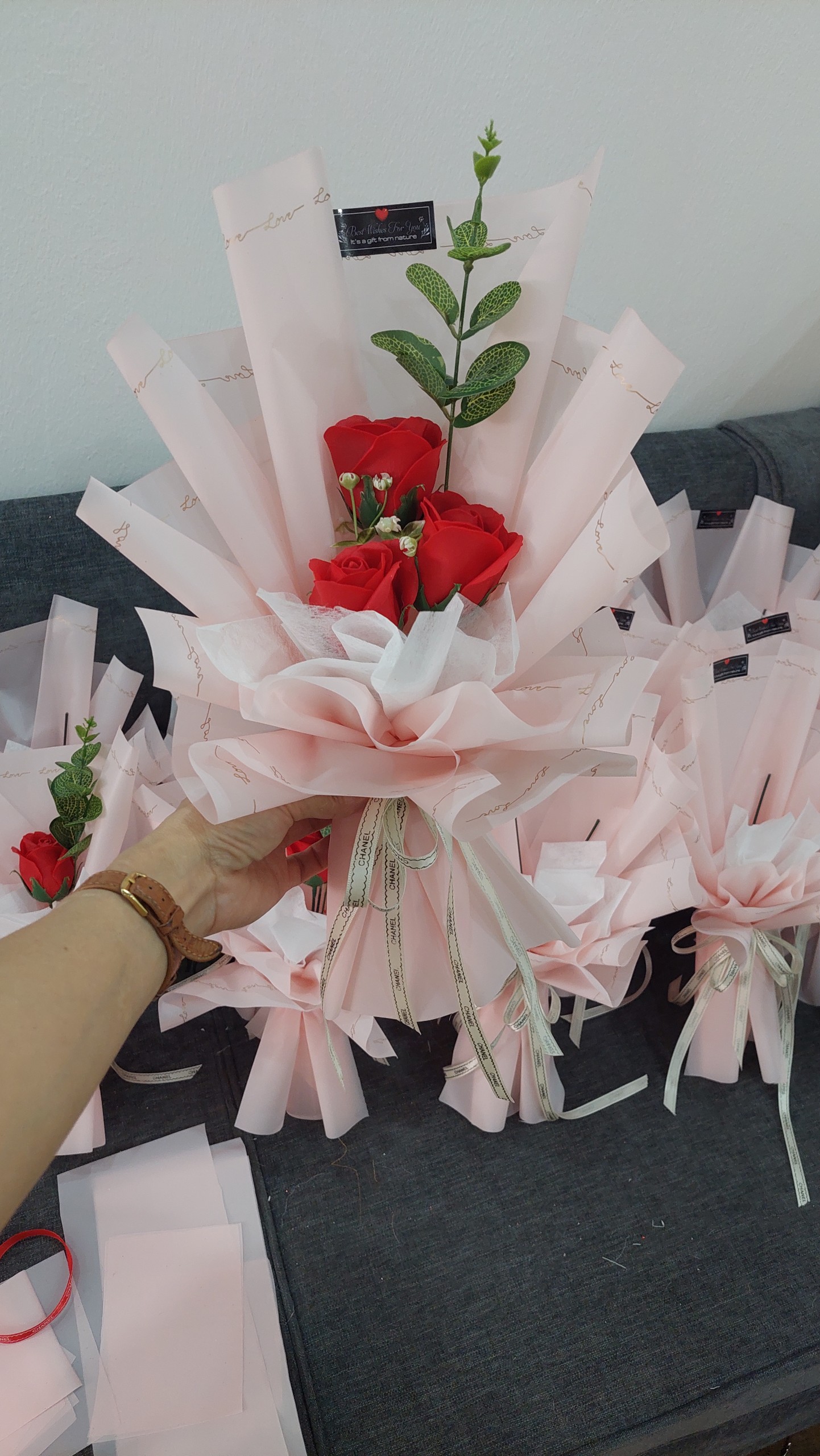 Sỉ combo Bó 3 bông sáp+ túi+ thiệp
