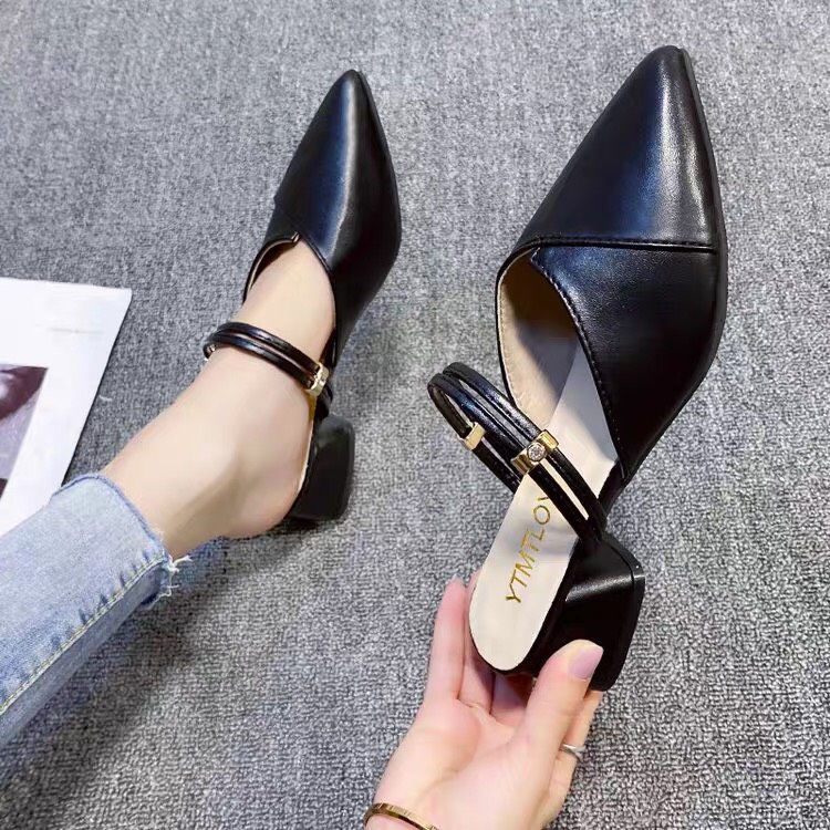 Sandal cao gót nữ mũi nhọn đế 3f đi được 2 kiểu thay đổi giày cao gót công sở dễ phối đồ mẫu hot 2021