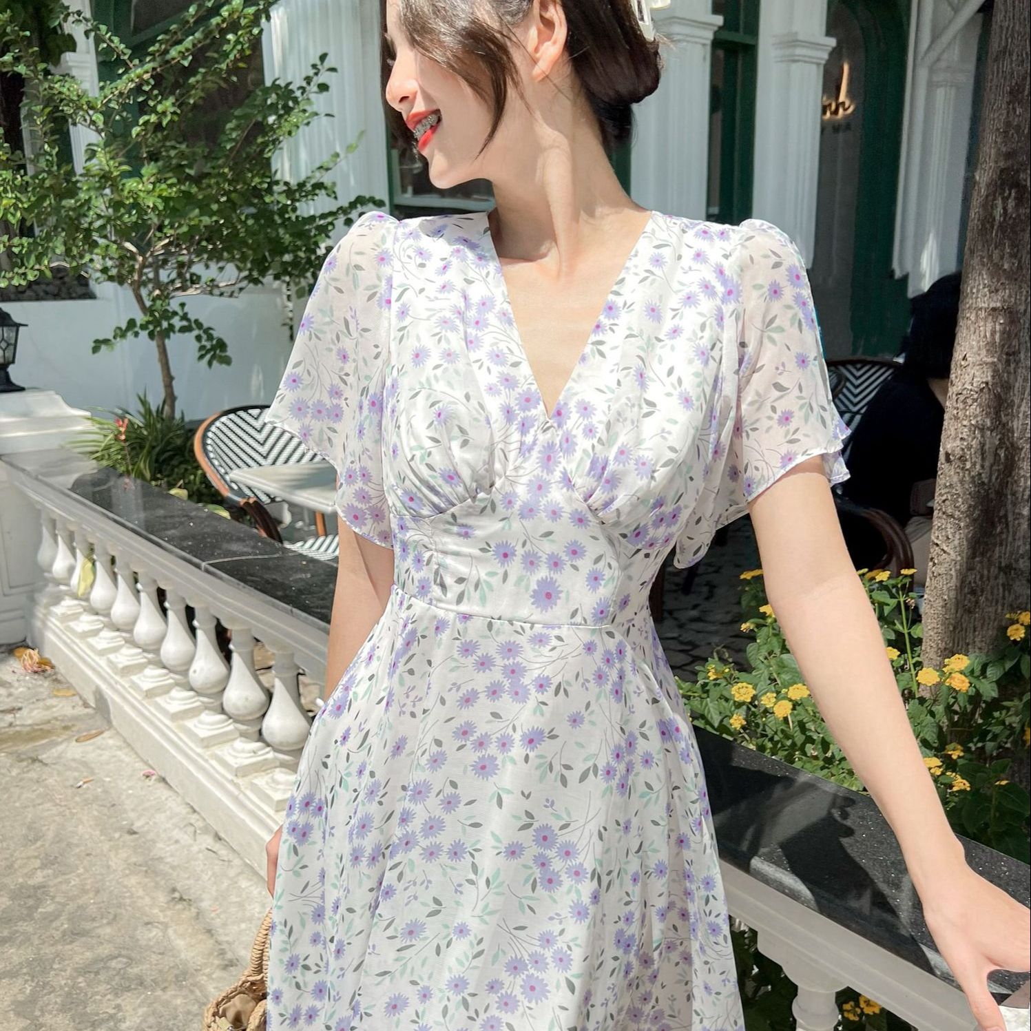 Đầm VERNIE - Đầm dài dáng xoè tay xẻ
