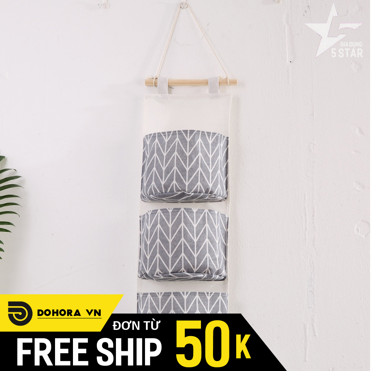 Túi, giỏ vải treo tường, đựng đồ gia đình đa năng, 3 ngăn tiện lợi, ngăn đựng lớn rộng rãi, có móc treo chắc chắn, vải chống thấm nước