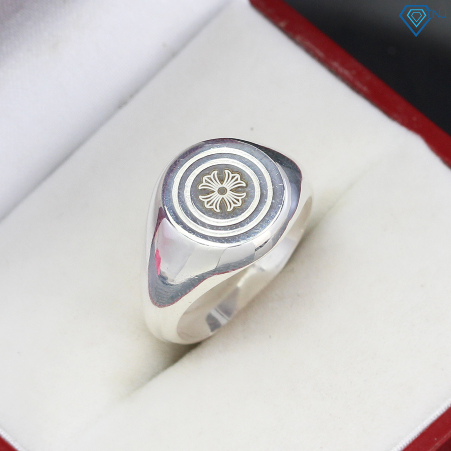 Nhẫn bạc 925 nam mặt tròn không đá khắc tên cá tính NNA0172 - Trang Sức TNJ