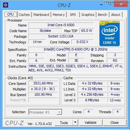 CPU - Bộ Vi Xử Lý Intel Core i5 6500 (Up to 3.6Ghz/ 6Mb cache)