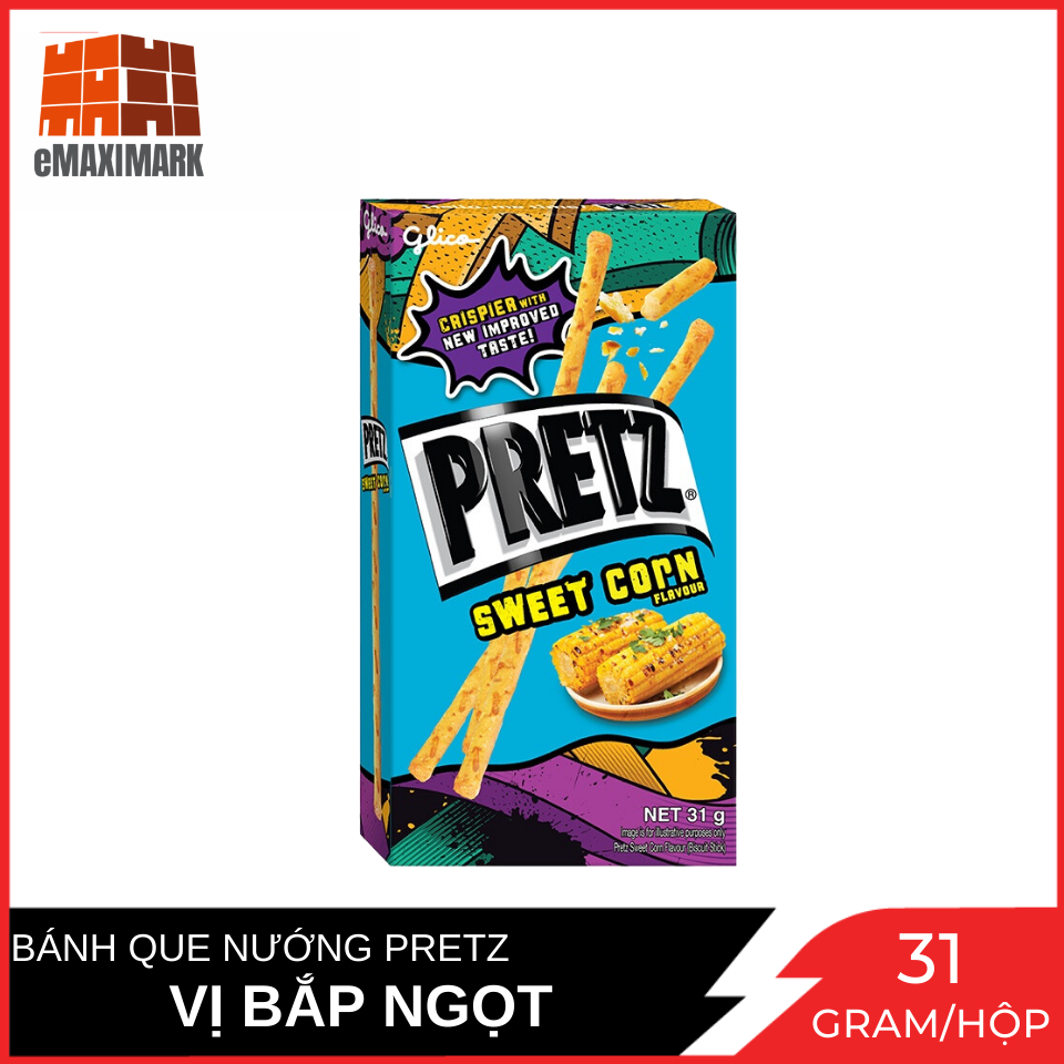 Bánh que nướng giòn glico pretz vị bắp ngọt hộp 31g