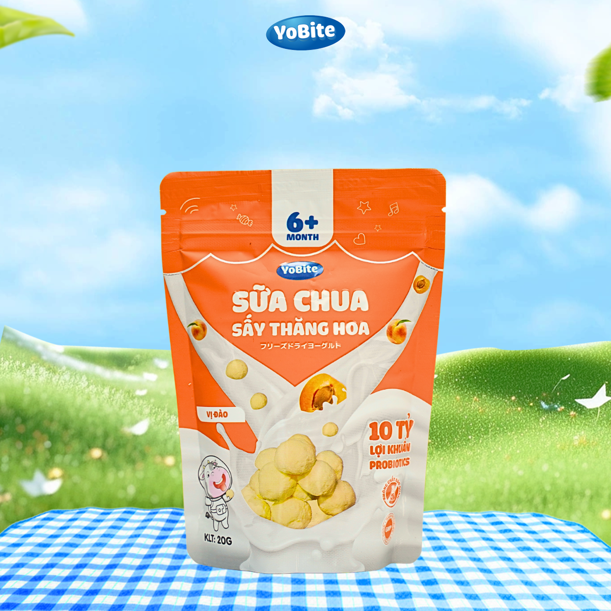 Sữa chua khô sấy thăng hoa Yobite - Vị đào 20grams - Hỗ trợ tiêu hóa - Tăng sức đề kháng - Giữ dáng đẹp da- Sữa Chua cho bé - Ăn Dặm cho bé- Sữa chua khô - Sữa chua khô - Sữa chua sấy lạnh- Sữa chua sấy thăng hoa