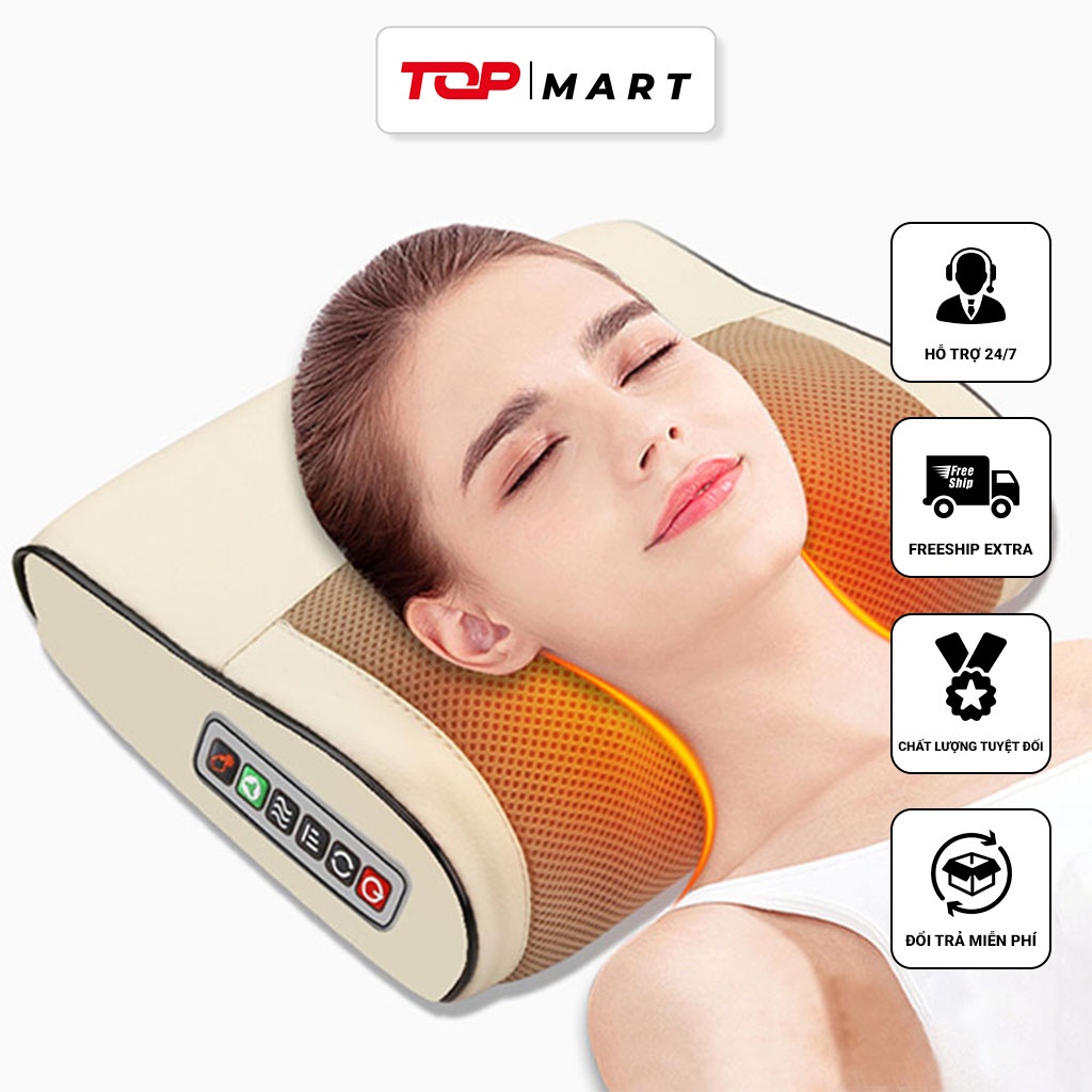 Máy Massage Cổ Vai Gáy Gối Massage Hồng Ngoại 12 Bi, XOAY 2 CHIỀU HIỆN ĐẠI, massage toàn thân cổ lưng vai gáy, máy massage cổ vai gáy, máy mát xa cầm tay, gối massage cổ vai gáy, gối massage hồng ngoại