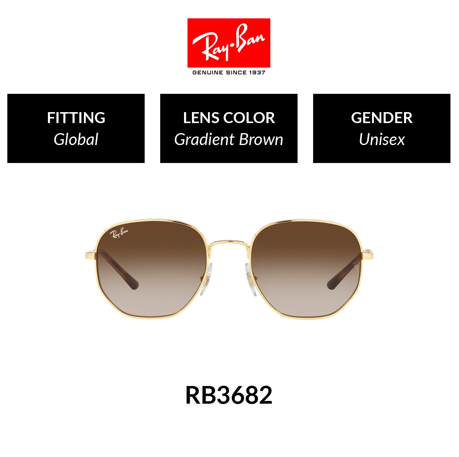 Mắt kính ray-ban - rb3682 001/13 - kính mát size 51