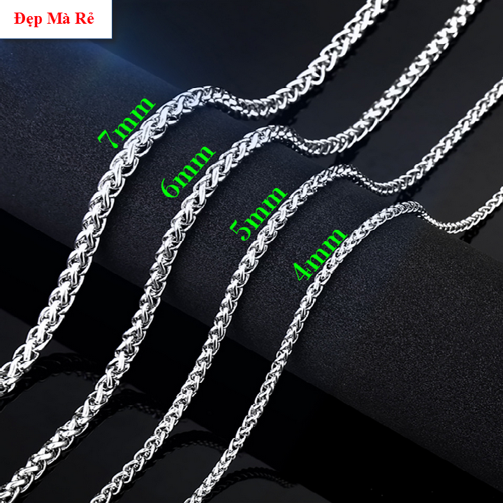 Dây chuyền Nam Titan kiểu khoen kiểu xoắn thắt cực ngầu nhiều size - Cam kết 1 đổi 1 nếu hoen gỉ sét