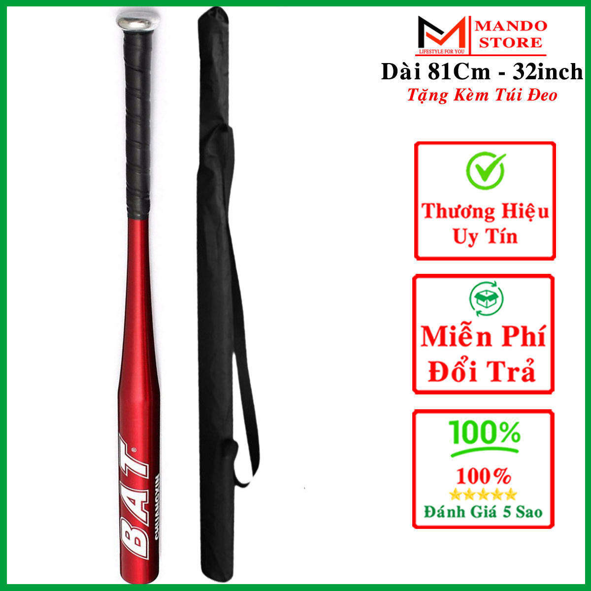 Gậy Bóng Chày Màu Đỏ - Dài 81 Cm (32-33 inchs) Hợp Kim Thép Cao Cấp – Tặng Kèm Túi Đựng Gậy Bóng Chày Chuyên Dụn Hàng Xịn Cứng Amalife