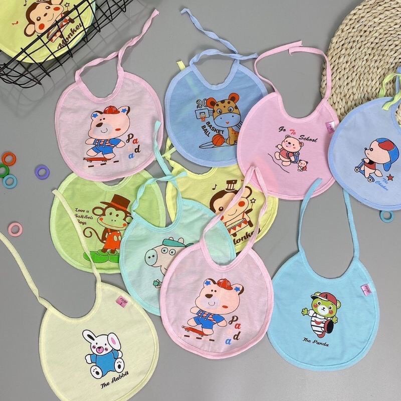Yếm tròn buộc dây cotton cho bé sơ sinh / Yếm Sơ Sinh, Yếm ăn dặm - Yếm Tròn chống thấm cho bé