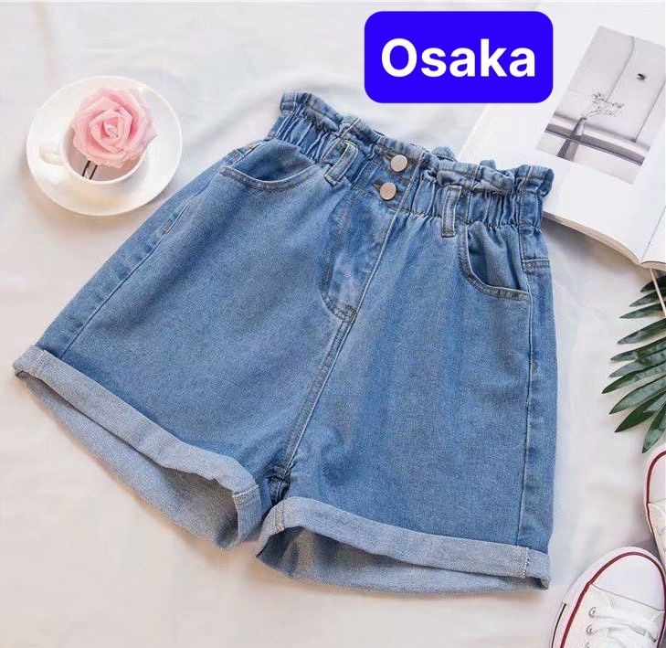 QUẦN SHORT SỌT JEAN LỬNG KIỂU NGỐ NỮ CHẤT BÒ XANH LƯNG THUN CẠP CHUN 2 CÚC NHẬT BẢN LƯNG CAO NÂNG MÔNG DB-1506 - OSAKA FASHION
