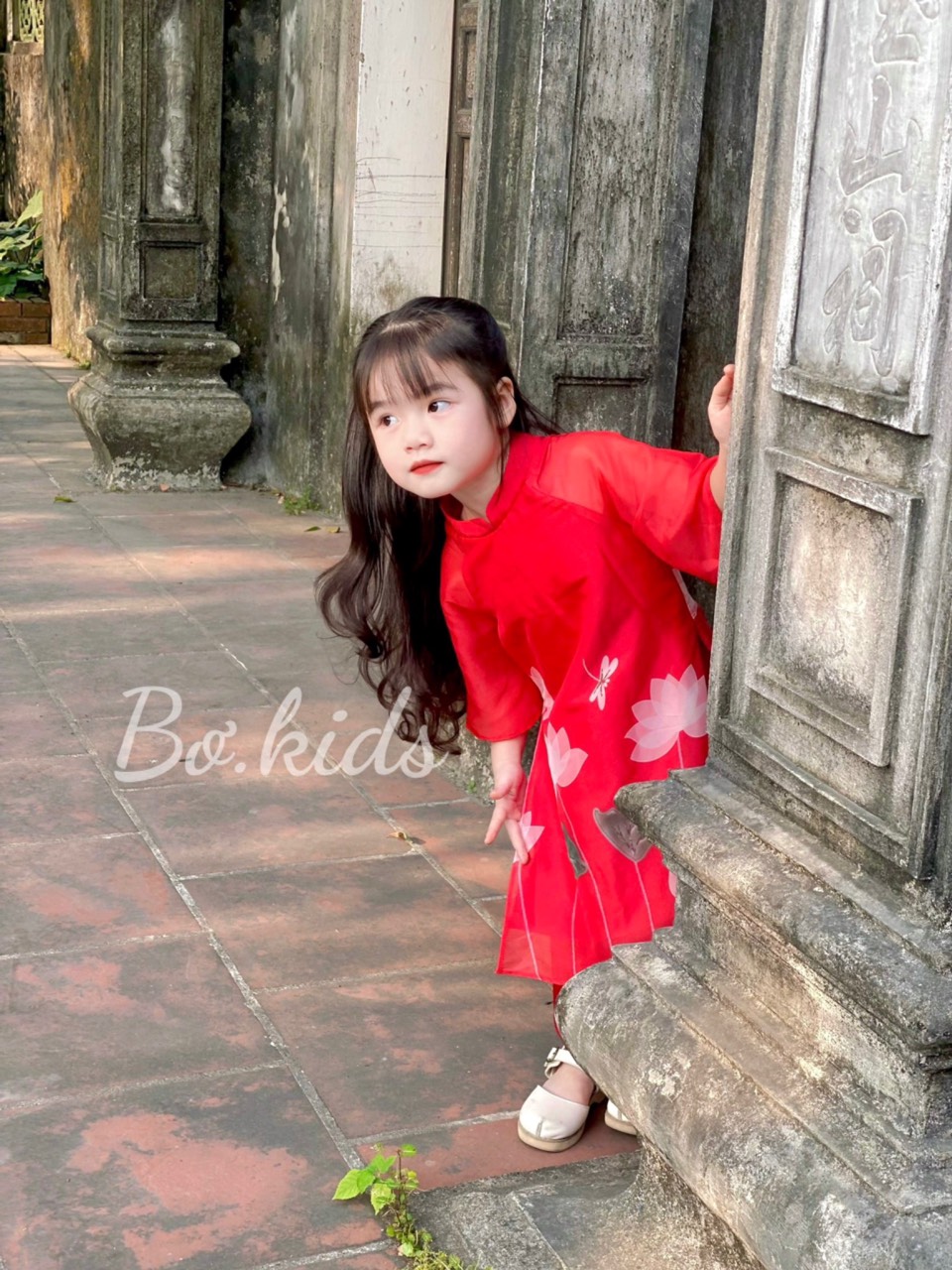 ÁO DÀI BÉ GÁI HOA SEN SIÊU XINH
