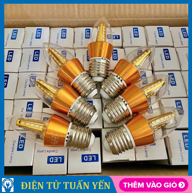 Bóng đèn led nến đuôi E27 5W ánh sáng vàng nắng & trắng (1 bóng)