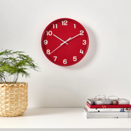 ĐỒNG HỒ TREO TƯỜNG PLUTTIS IKEA - ĐỎ 28 cm