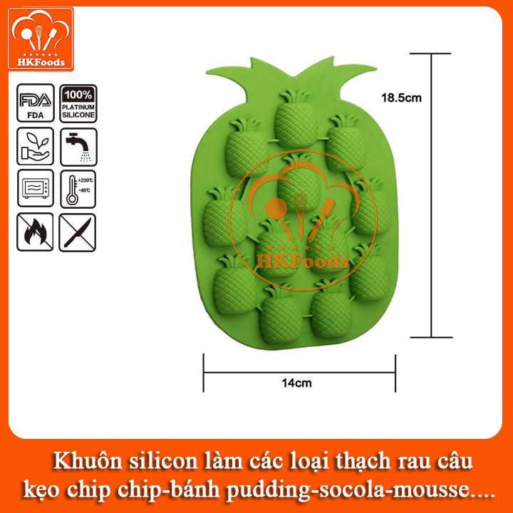 KHUÔN SILICON LÀM THẠCH RAU CÂU SOCOLA 12 QUẢ DỨA