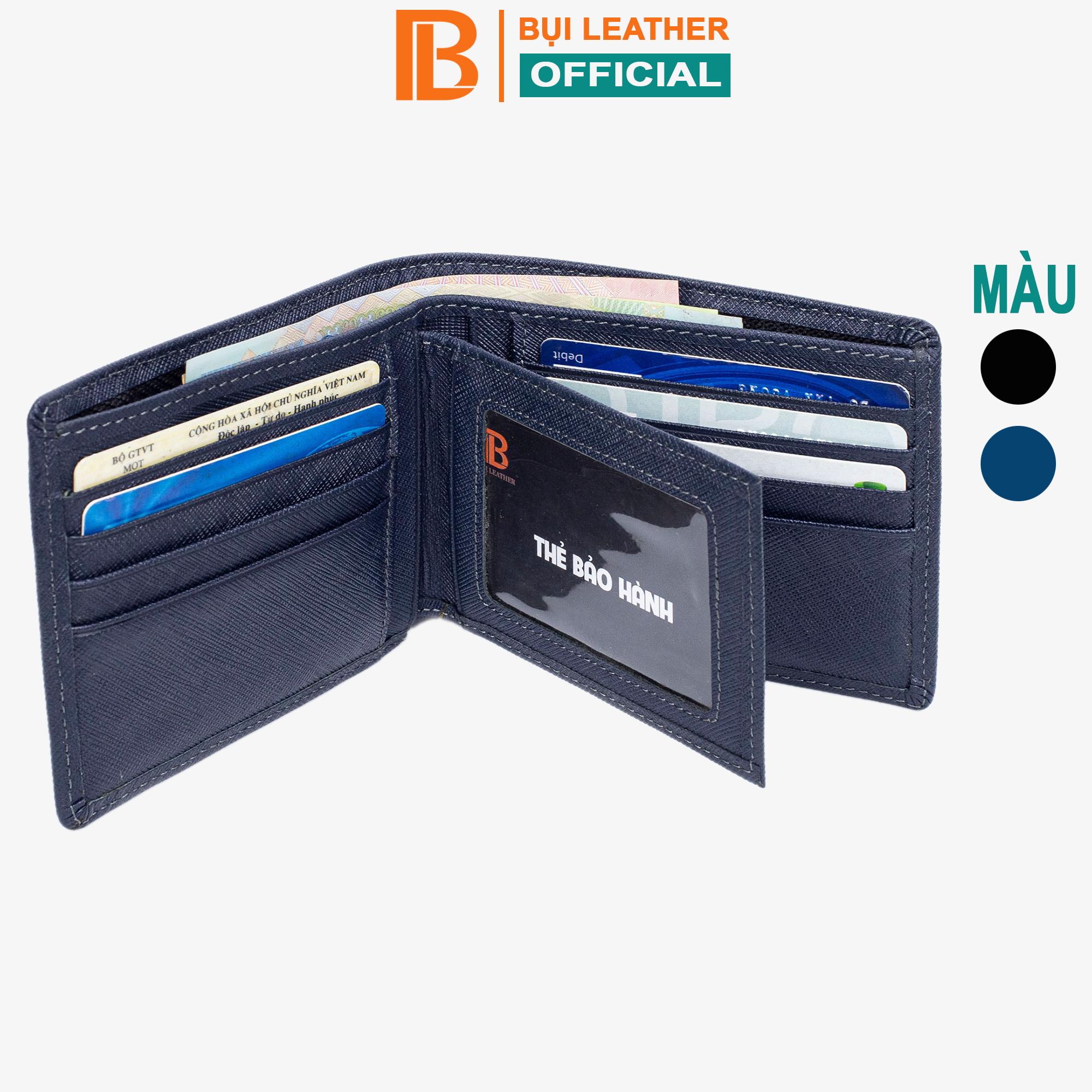Ví nam da saffiano V141 cao cấp, bóp nam da thật có thêm ngăn phụ ở giữa, nhiều ngăn chứa tiền chứa thẻ, dáng ngang có khóa kéo, lót da heo bền bỉ, Fullbox hộp làm quà tặng,thương hiệu Bụi leather chuyên đồ da thật,bảo hành 12 thán