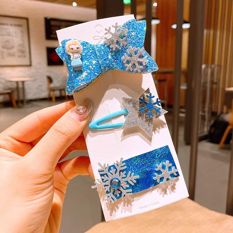 Set 3 Kẹp tóc công chúa Elsa cho bé gái cực Cute