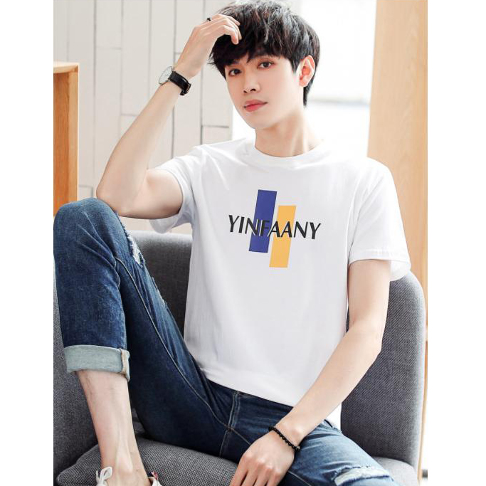 Áo Thun Nam Mẫu Mới 2023 Tay Ngắn Họa Tiết Chữ YINFAANY Phong Cách Đơn Giản Dễ Phối Đồ Shiny Sunday MEN TOP 199