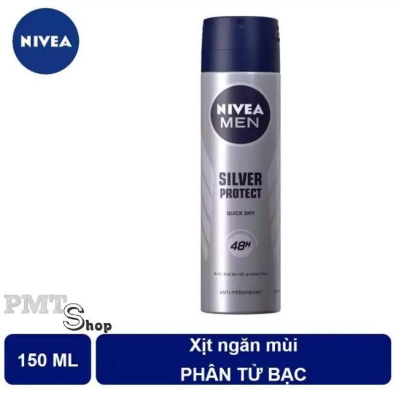 Xịt ngăn mùi Nivea men Silver Protect 150ml phân tử bạc ngăn khuẩn gây mùi vượt trội nhập khẩu