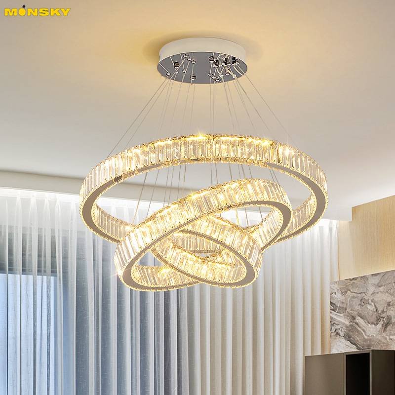 Đèn thả chùm FORET 3 vòng pha lê phong cách Bắc Âu sang trọng trang trí nhà cửa cao cấp, hiện đại