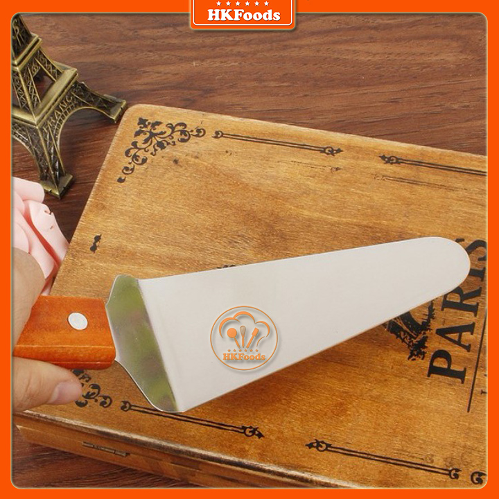 Xẻng múc bánh, dụng cụ xúc bánh, dỡ bánh pizza cán gỗ hình tam giác