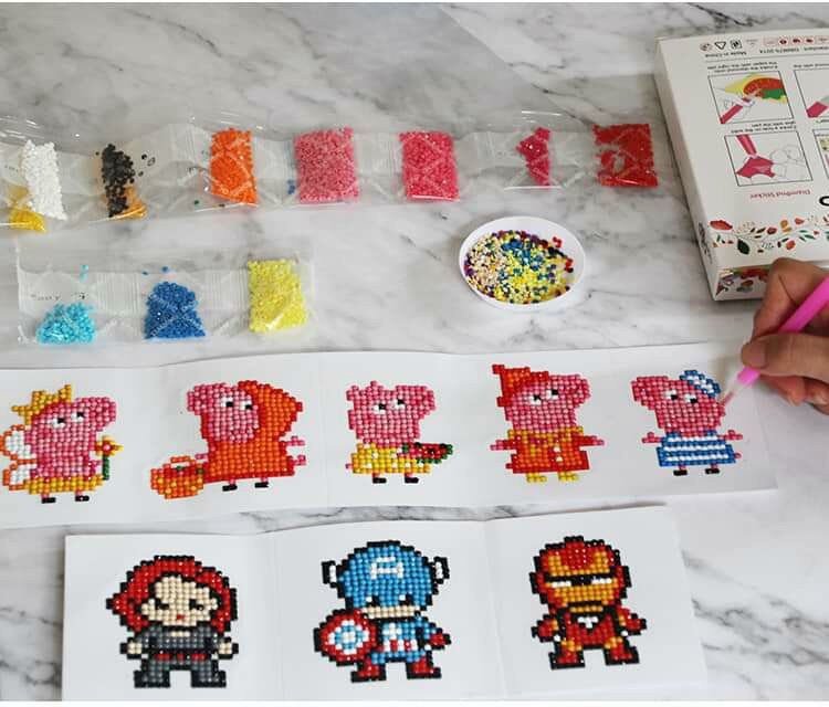 [MUA 2 GIẢM 5%]Tranh đính hạt đá sticker 3D mini siêu hạt dẻ cho bé