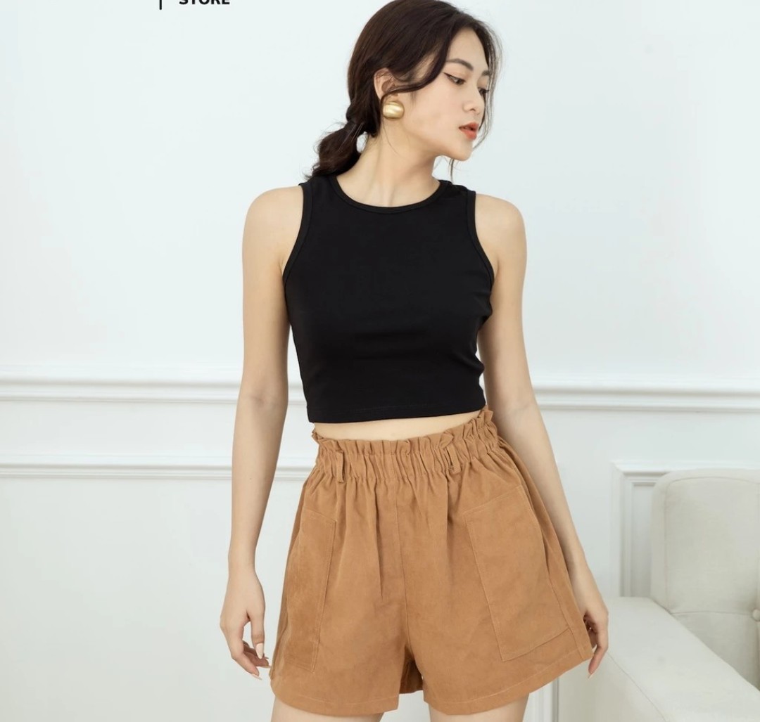 Áo croptop thun ba lỗ nữ