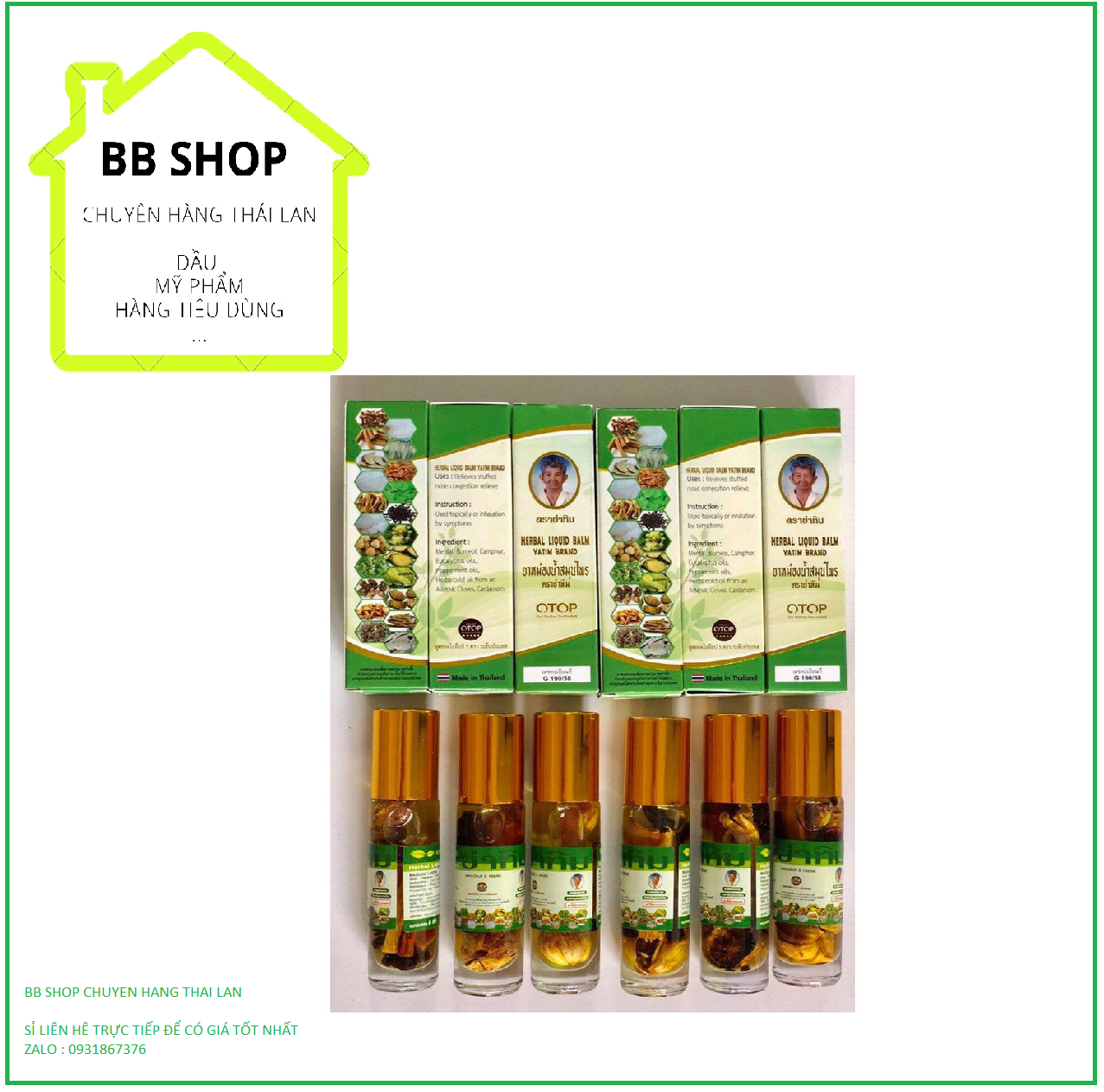 Dầu lăn 22 vị thảo dược Otop Herbal Liquid Balm Yatim Brand Thái lan