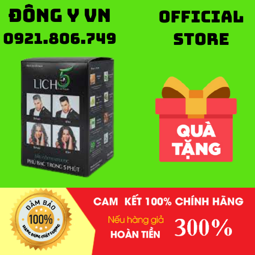 Dầu gội phủ bạc lich5 dầu gội làm đen/ nâu tóc sau 5 phút hộp 10 gói - đông y vn - yy2