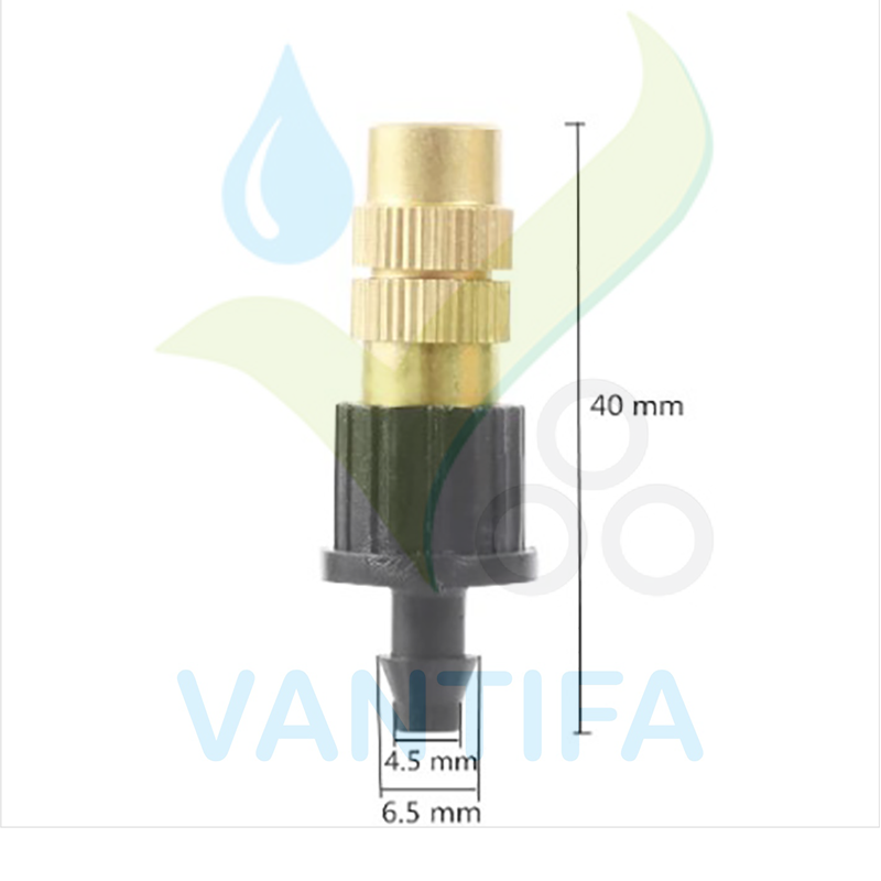 Béc phun sương chỉnh tia đầu đầu đồng kèm nối 6mm