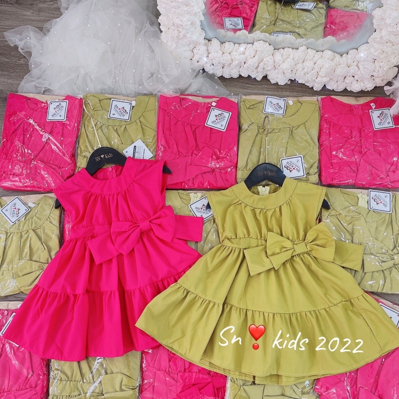 Váy thắt nơ eo cực xinh cho bé gái - VTNE