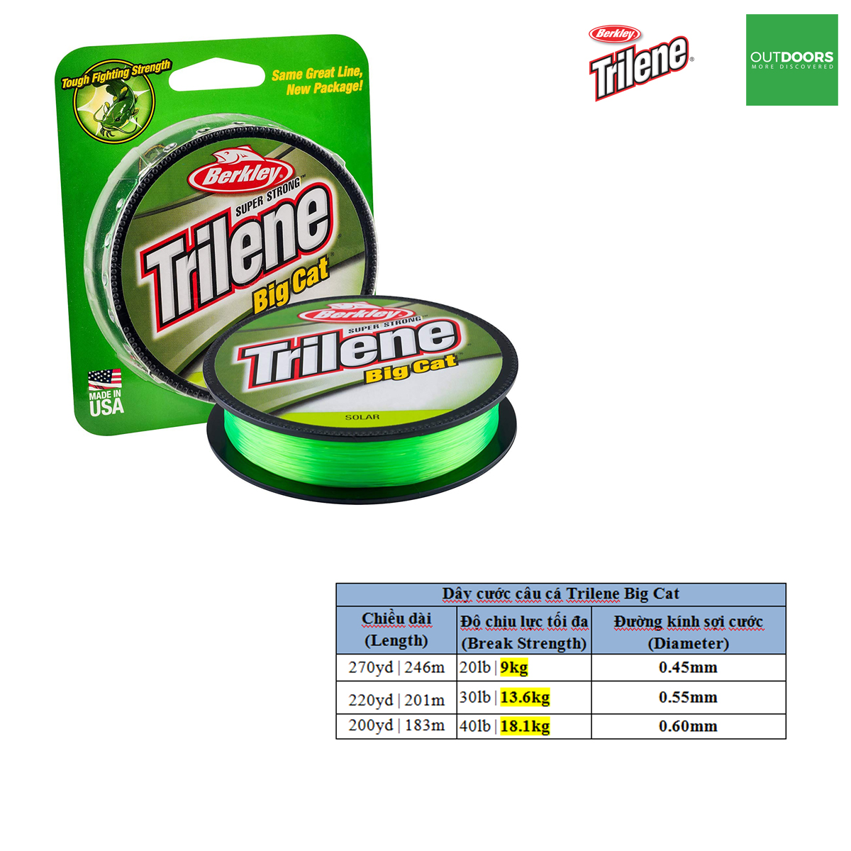 Dây cước câu cá Berkley Trilene Big Cat