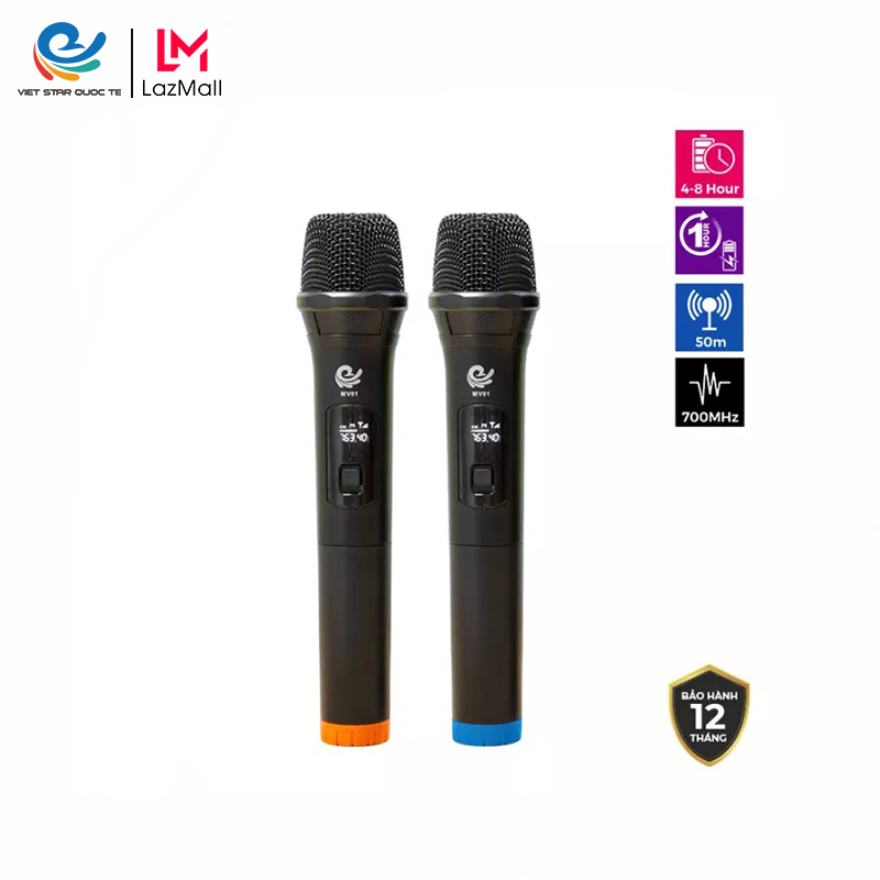 Micro Không Dây, Mích Hát Karaoke MV01, Chuyên Dành Cho Mọi Loa Kéo, Âm Ly, Tần Số 50, Hát Nhẹ Và Êm, Phù Hợp Cho Những Bữa Tiệc Dã Ngoại, Sản Phẩm Bảo Hành Trọn Bộ 12 Tháng-Giao Hàng hỏa tốc trong 2 tiếng