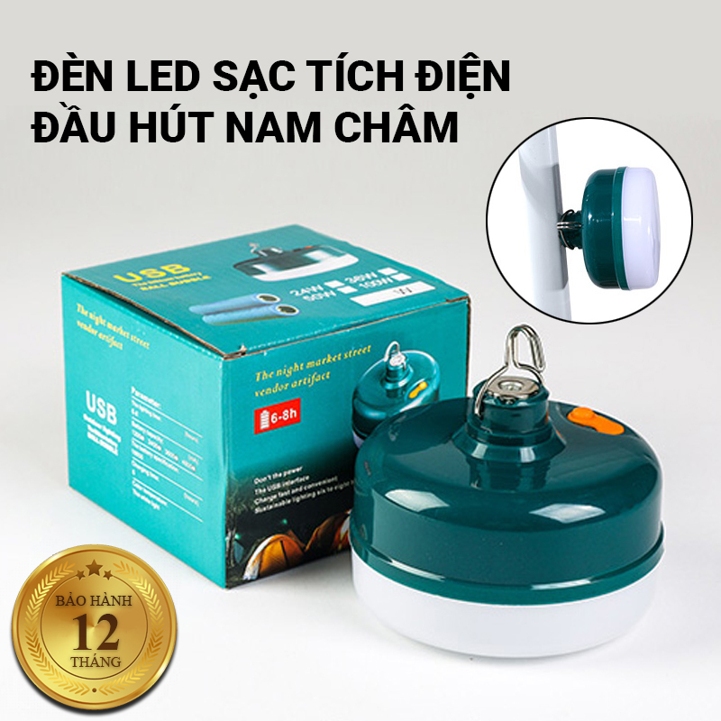 Bóng đèn LED sạc tích điện C12 siêu sáng, công suất 12W/24W/36W, có móc treo rất tiện lợi, đầu hút nam châm từ tính, chiếu sáng liên tục 6-8h - Bảo hành 12 tháng