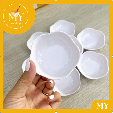 Chén chấm bông màu trắng - đụng nước chấm, muối tiêu chanh, ớt.....Chén chấm hình hoa FATACO CC50