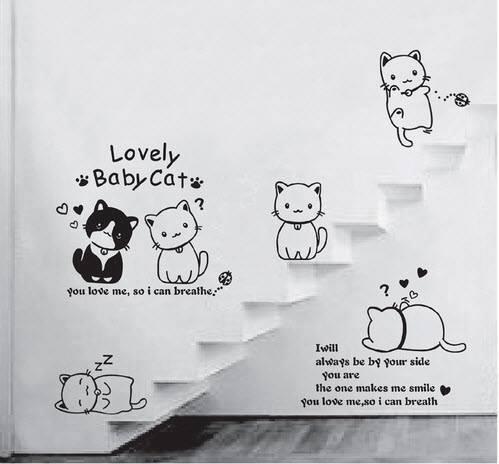 [HCM]DECAL DÁN TƯỜNG CHÙM ĐÈN VÀ ĐÀN MÈO