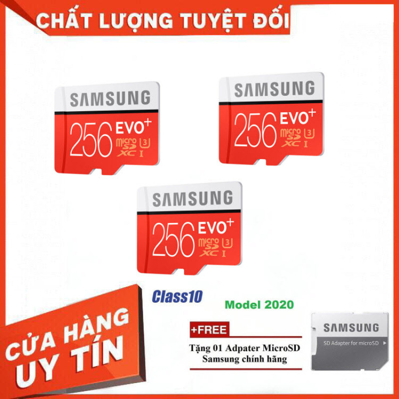 Combo 3 Thẻ nhớ MicroSD Samsung EVO Plus 4K 256GB 100MB/s 256GB Box Anh 2020 - Hàng Chính Hãng