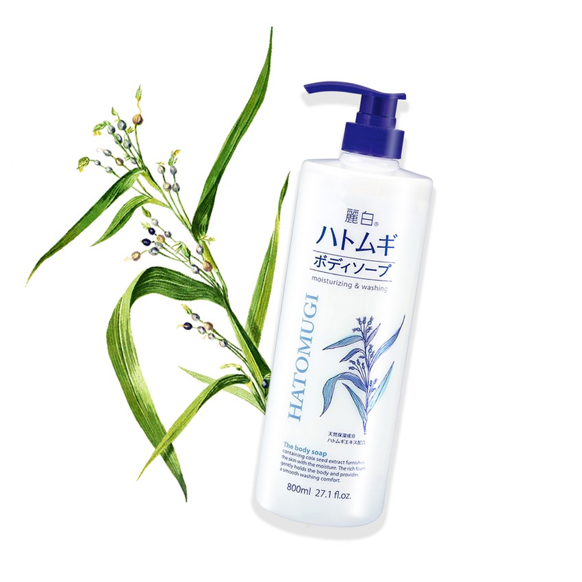 Sữa tắm dưỡng ẩm trắng da Hatomugi hạt ý dĩ 800ml Nội địa Nhật Bản