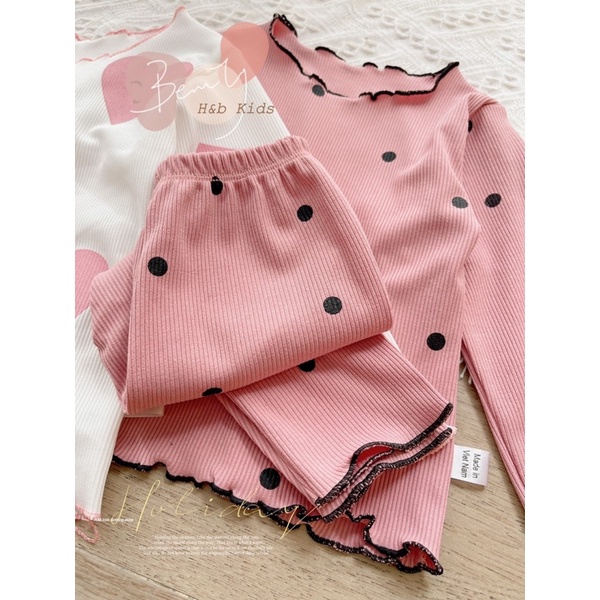 [SET BÉ GÁI] Bộ tăm gân trái tim/ chấm bi cực đẹp cho bé gái (8-18kg)