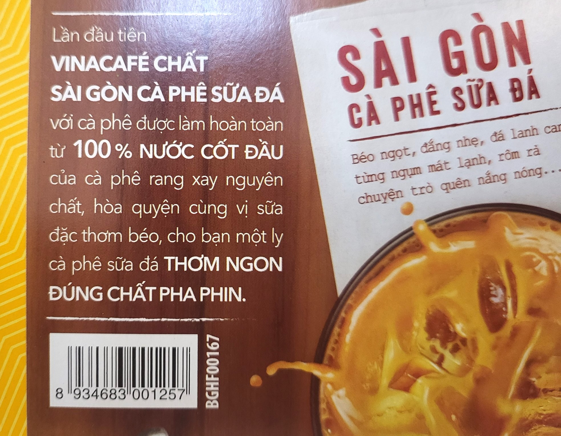 (hộp CHẤT 290g / VINACAFE 10 gói) SÀI GÒN CÀ PHÊ SỮA ĐÁ UỐNG LIỀN Milk Coffee Instant