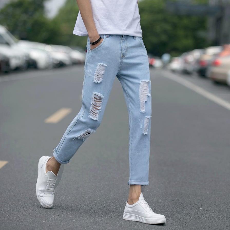 Quần jean nam - quần baggy jean thời trang chất bò jean dày dặn - hotboy hàn quốc