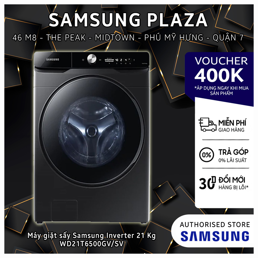 Wd21t6500gv - máy giặt sấy samsung thông minh ai ecobubble™ 21kg wd21t6500gv/sv