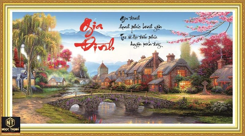 tranh đính đá GIA ĐÌNH Gia đình hạnh phúc VS042 kích thước 110*61cm Siêu Thị Tranh Thêu