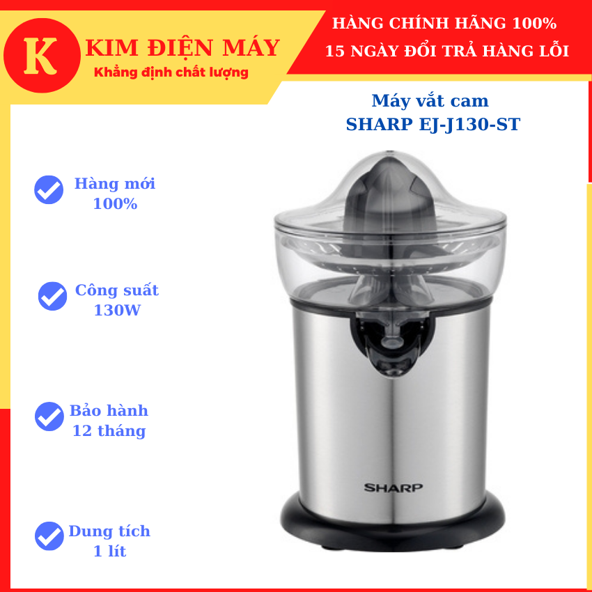 MÁY VẮT CAM SHARP EJ-J130-ST-HÀNG CHÍNH HÃNG CAO CẤP-BẢO HÀNH 12 THÁNG TOÀN QUỐC