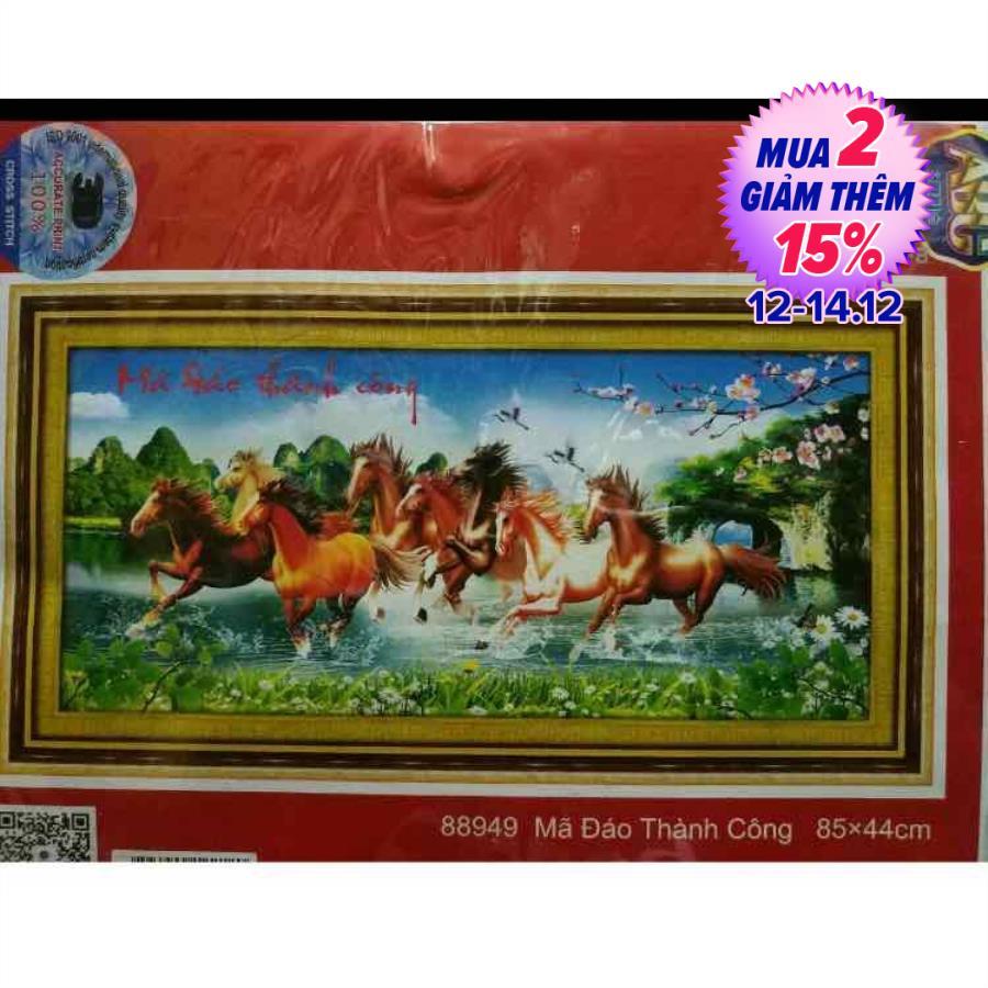 Tranh thêu chữ thập MÃ ĐÁO THÀNH CÔNG 88949 Kích thước 85x44cm