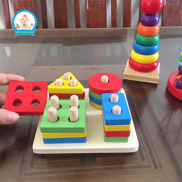 Combo 6 món đồ chơi gỗ cho bé phát triển trí tuệ
