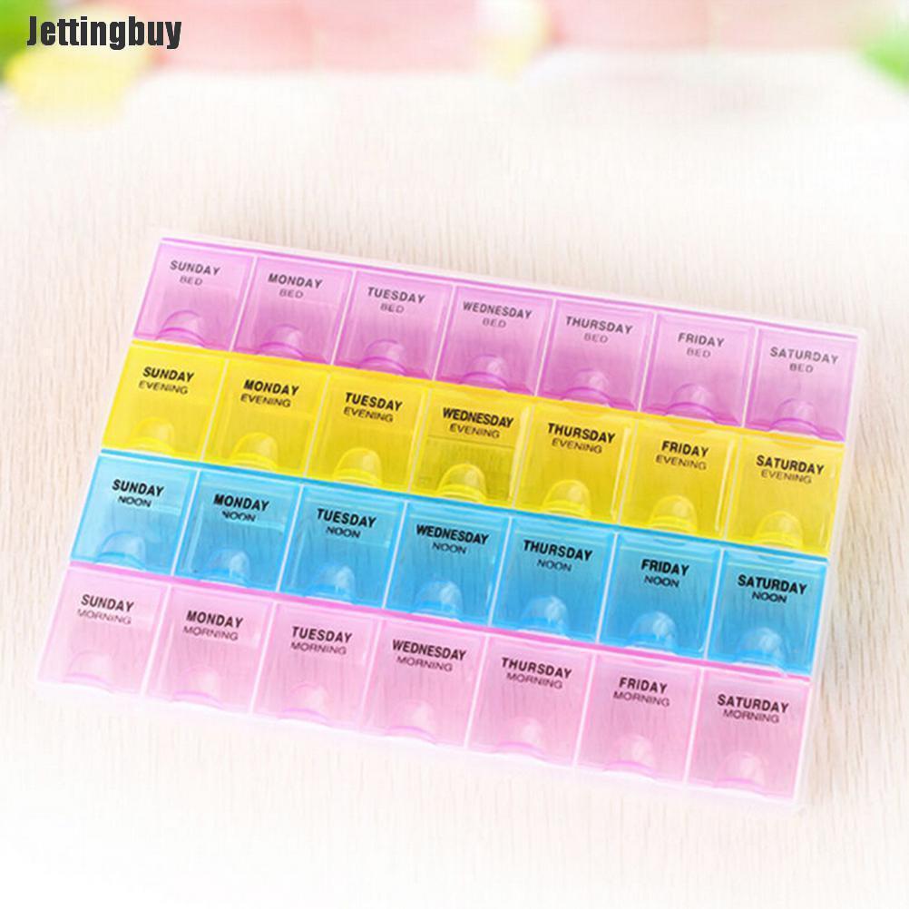 Jettingbuy Weekly 7 Days Tablet Pill Box Holder Medicine Storage Organizer Case Container